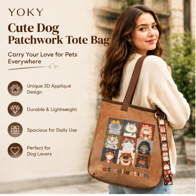 Cute Dog Patchwork Tote Lifestyle