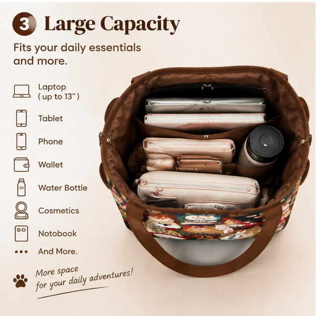 Mushroom Floral Tote Large Capacity